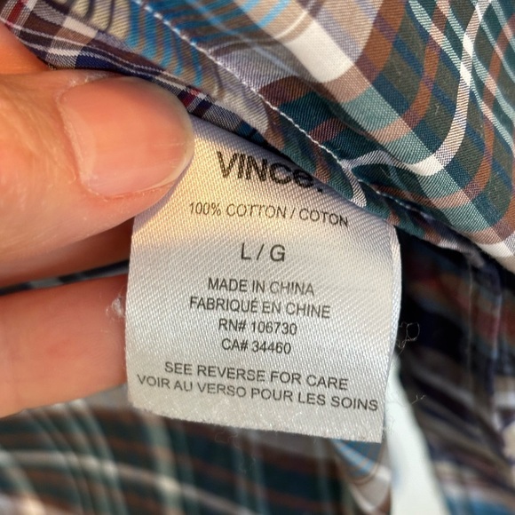 Vince Men's Multicolor Plaid Button Down Shirt - Picture 4 of 6